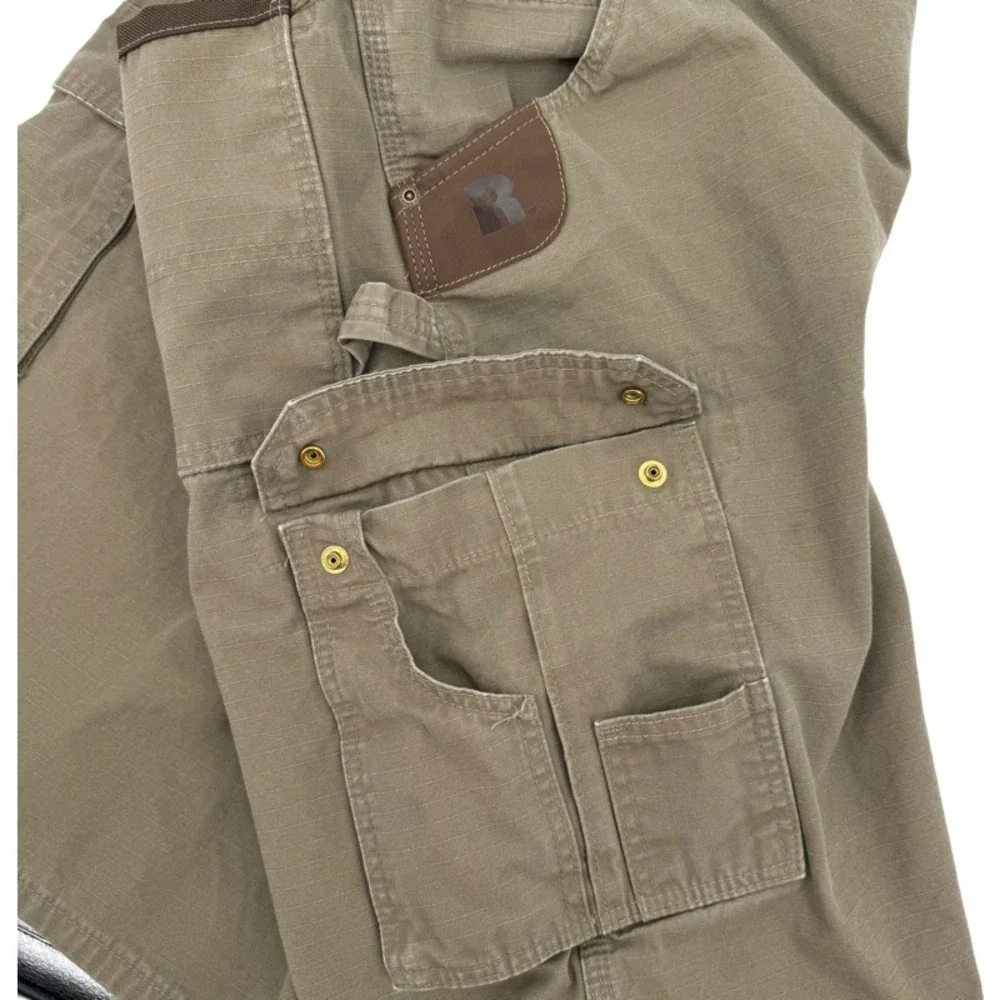 WRANGLER 50 Riggs Workwear Cargo Shorts Brown Ripstop Utility Carpenter Rugged